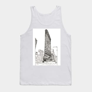 Flatiron New York Cityscape USA Pen and Ink Illustration Tank Top